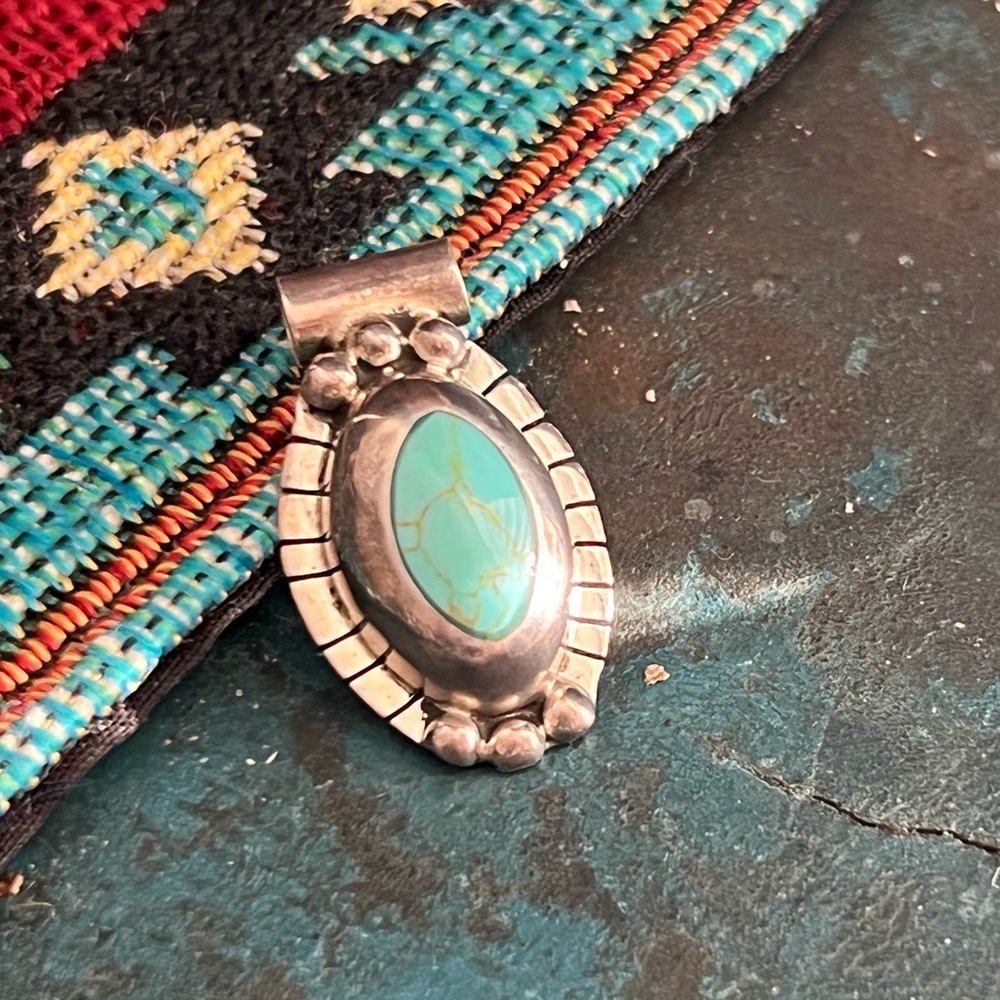 Vintage Sterling Silver Turquoise Pendant